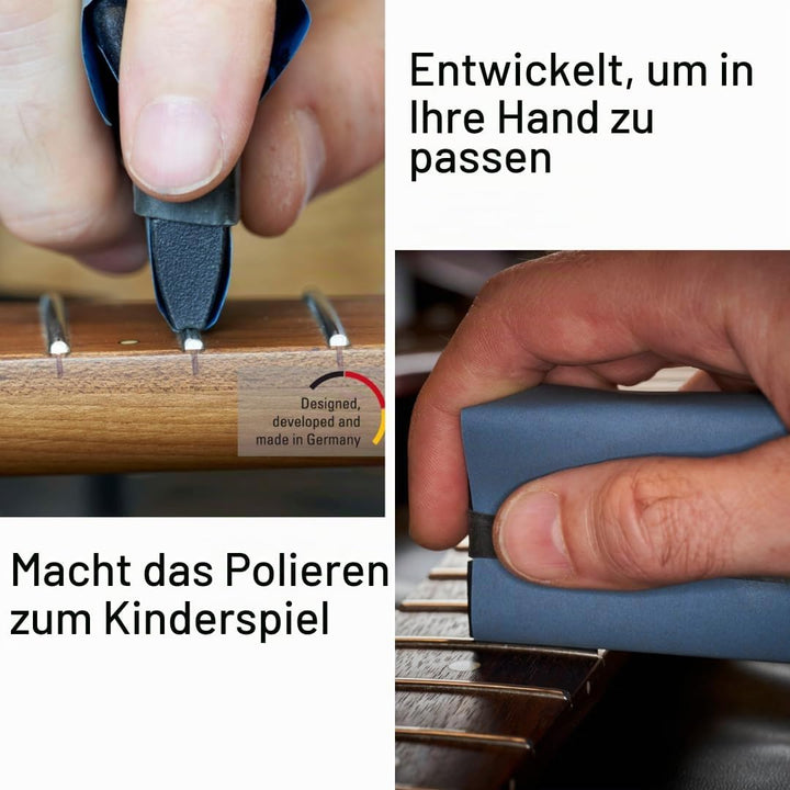 Premium Gitarrenbund-Polierset, professionelles MicroMesh-System, deutsche Herstellung, ergonomische