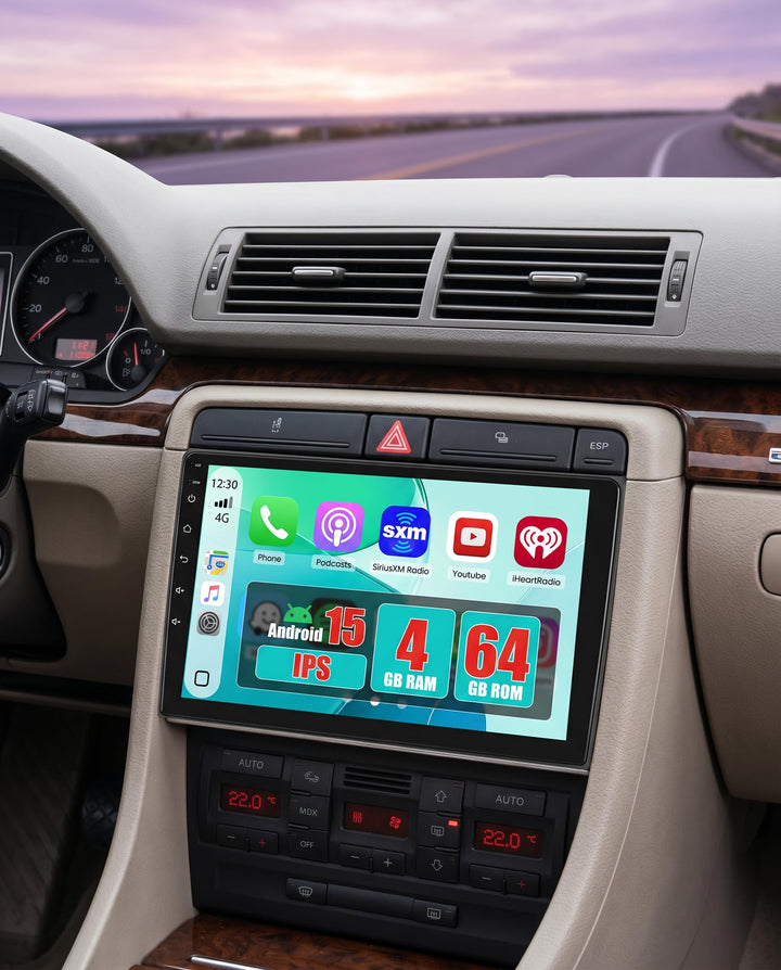 Hikity [4+64GB] Android 15 Autoradio für Audi A4 S4 RS4 8E B6 B7 (2000-2009) Radio CarPlay Android A