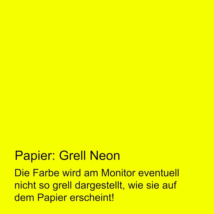 Neonpapier Extrem Grell NEON Gelb 500 Blatt DIN A4, 80 g/qm Briefpapier, Leuchtpapier Party Deko Bas