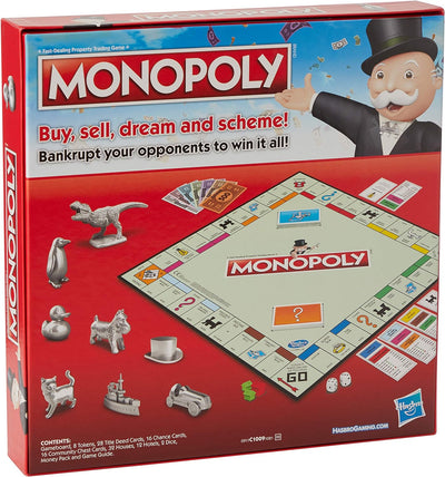 Hasbro C1009302 Monopoly Classic, klassisches Brettspiel für die ganze Familie für 2 bis 6 Spieler,