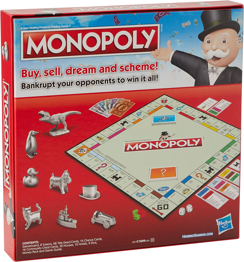 Hasbro C1009302 Monopoly Classic, klassisches Brettspiel für die ganze Familie für 2 bis 6 Spieler,