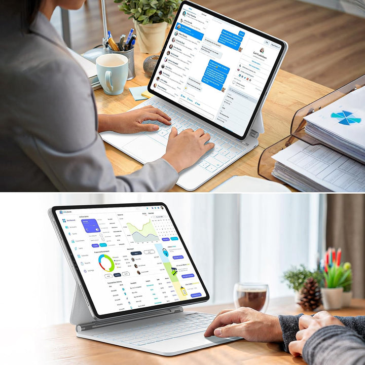 Bettdow für iPad Air 6.Gen 13" M2 2024/ iPad Pro 12.9" Tastatur Hülle, Schwebendes Magnetisches Desi