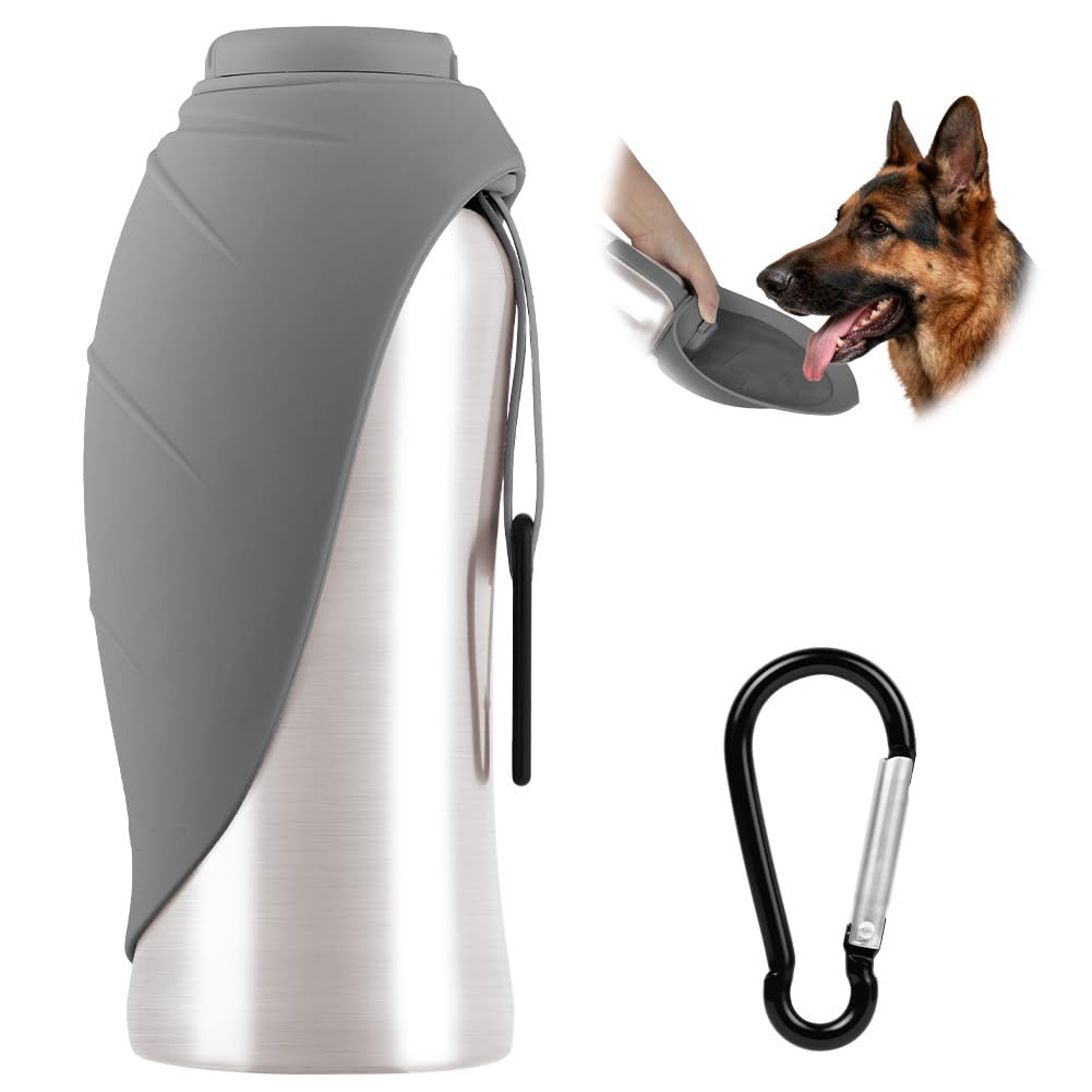 Tragbare Hunde Trinkflasche, 700 ML Isolierte Edelstahl Trinkflasche Für Hunde, Auslaufsichere Haust