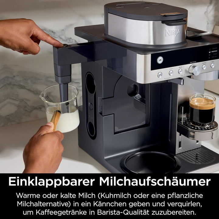 Ninja Prestige 2-in-1 Filterkaffee- und Kapselmaschine mit integriertem Milchaufschäumer, für Latte,