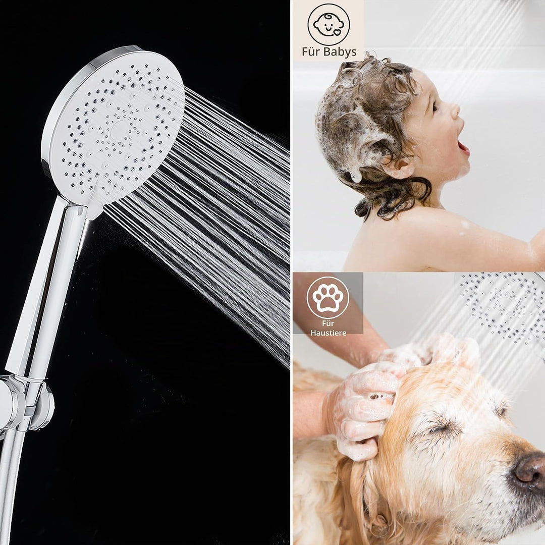 Badewannenarmatur Einhebel mit Handbrause und Duschschlauch Gummi (150cm), Mischbatterie Badewanne m