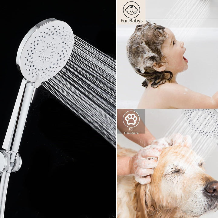 Badewannenarmatur Einhebel mit Handbrause und Duschschlauch Gummi (150cm), Mischbatterie Badewanne m