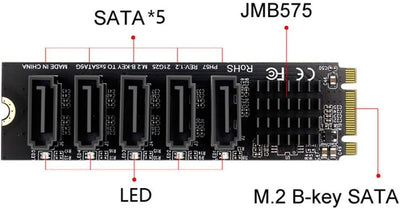 chenyang CY 2280 M.2 NGFF Key B+M SATA auf SATA 3.0 6Gbps 5 Ports PM Funktion Konverter Adapter JMB5