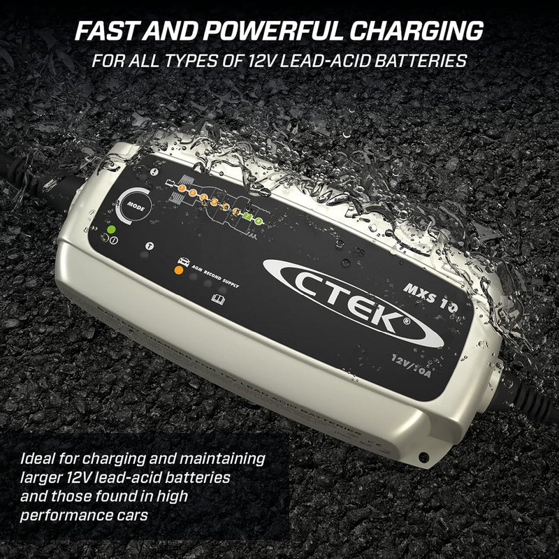 CTEK MXS 10, Batterieladegerät 12V Für Grössere Fahrzeugbatterien, Boot, Wohnwagen & CS Connect U-TE