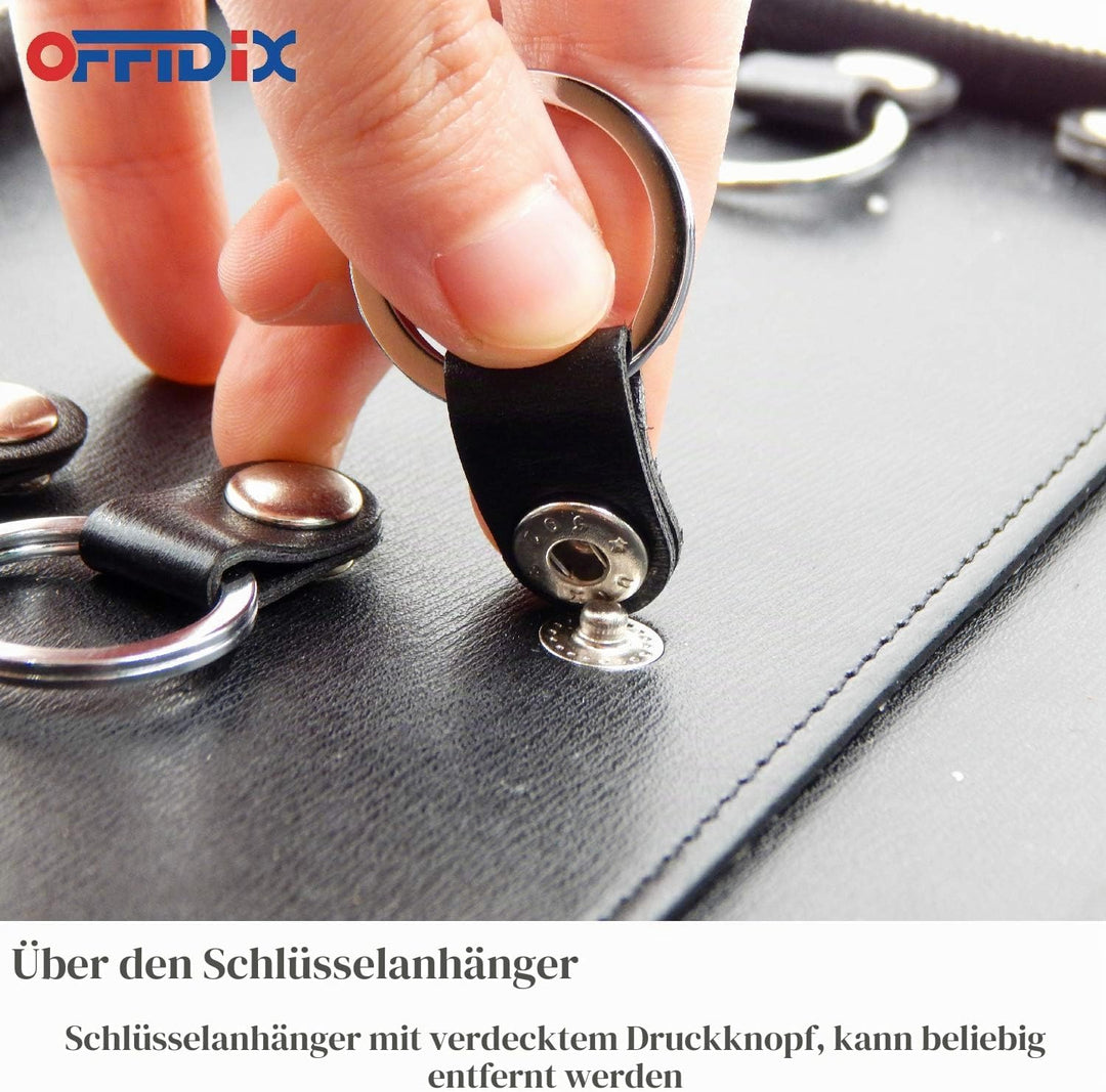 OFFIDIX Tragbares Schlüsseletui mit Reissverschluss, Leder-Schlüssel-Organizer, tragbarer Manager un