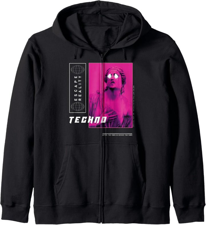 Techno Aesthetic Dark Techno Rave Hardtechno Kapuzenjacke