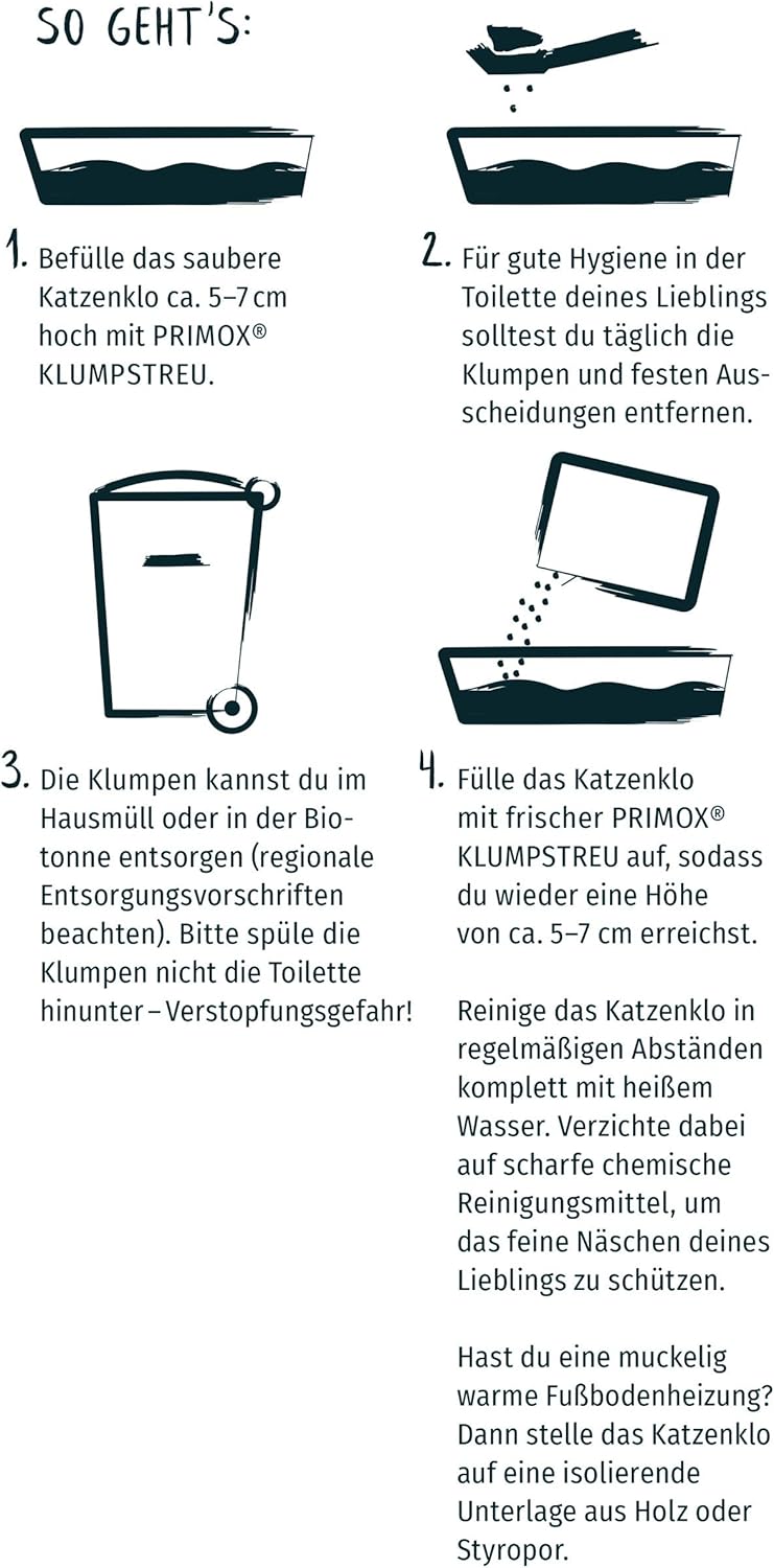 PRIMOX® Katzenstreu mit Babypuder-Duft + 3% Silikat | 380% Saugfähigkeit I Optimale Geruchsbindung |