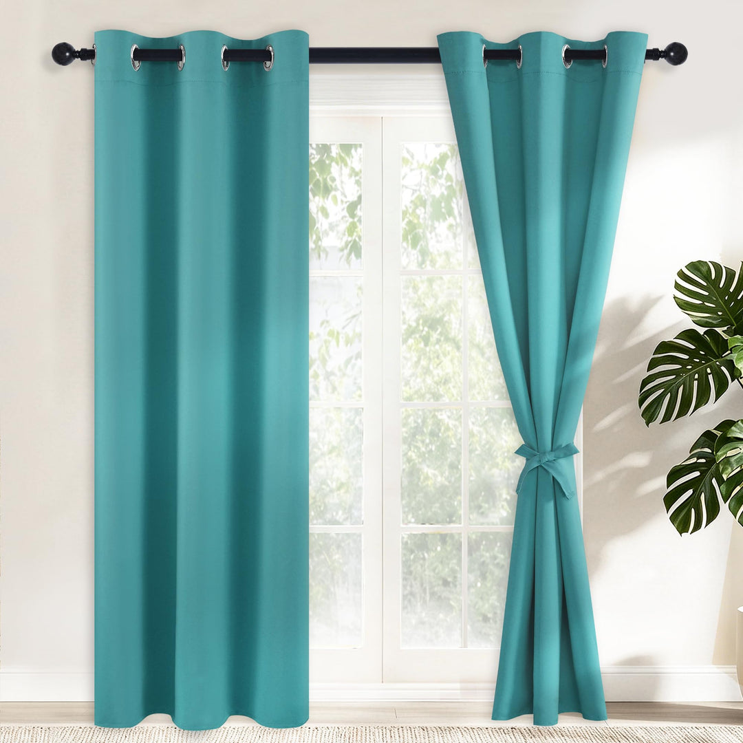 Hiasan Verdunklungsvorhänge Gardinen mit Ösen,Blau Grün Blickdicht Vorhänge,2 Stück,117 x 228 cm (Br