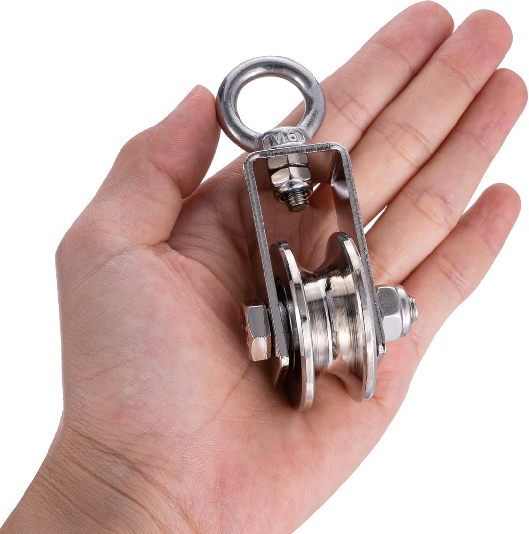 40mm Umlenkrolle mit 2 Kugellager, Edelstahl Fitness flaschenzug，Umlenkrollen für 8mm Seile Stahlsei