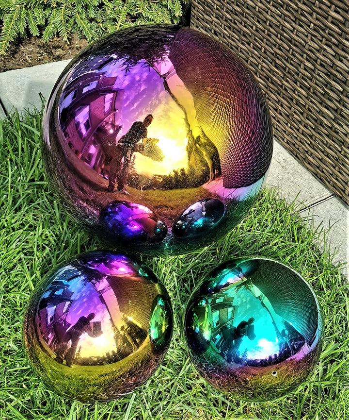 Dekokugel aus Edelstahl 20 cm Edelstahl Rainbow poliert Dekorationskugel Edelstahlkugel