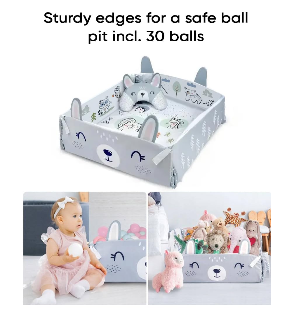 Multifunktionale Baby Spieldecke mit Spielbogen – Baby Gym Spielmatte & Krabbeldecke – inkl. 30 Bäll