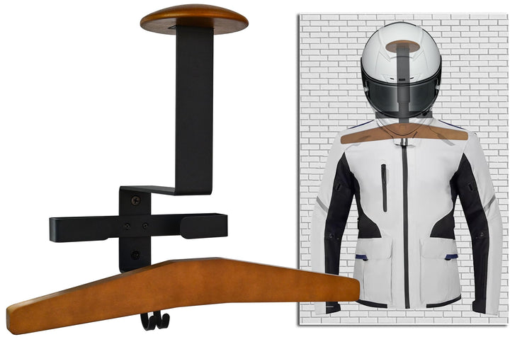 Helmhalter Wandhalterung, Motorrad Gear Rack mit Handschuhhalter, Gear Kleiderbügel, 2 Schlüsselhake