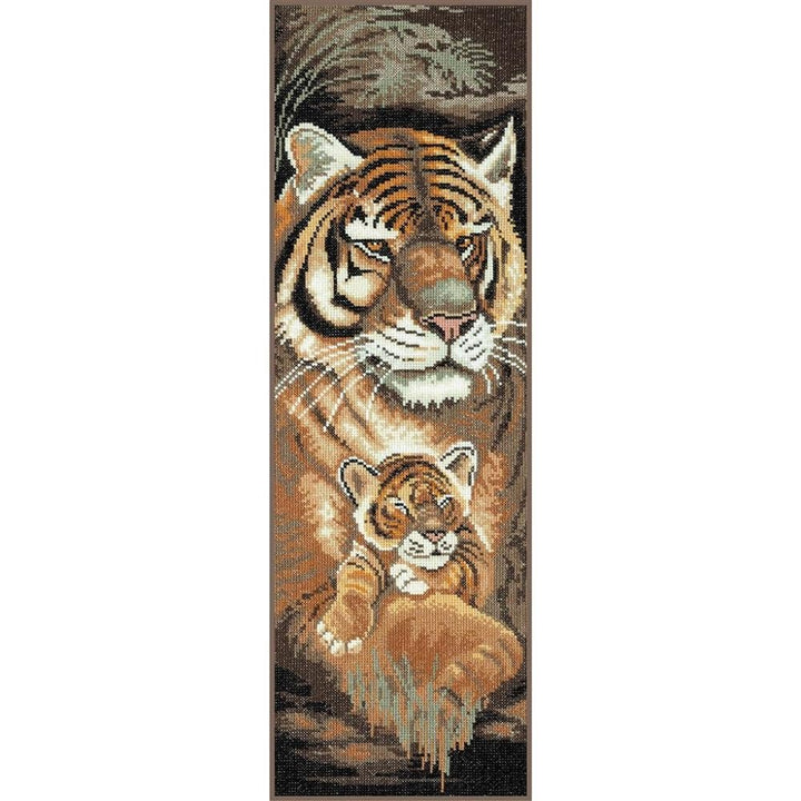 Lanarte Zählmusterpackung Tiger Mutter & Welpe Aida Kreuzstichpackung, Baumwolle, Mehrfarbig, 20 x 5