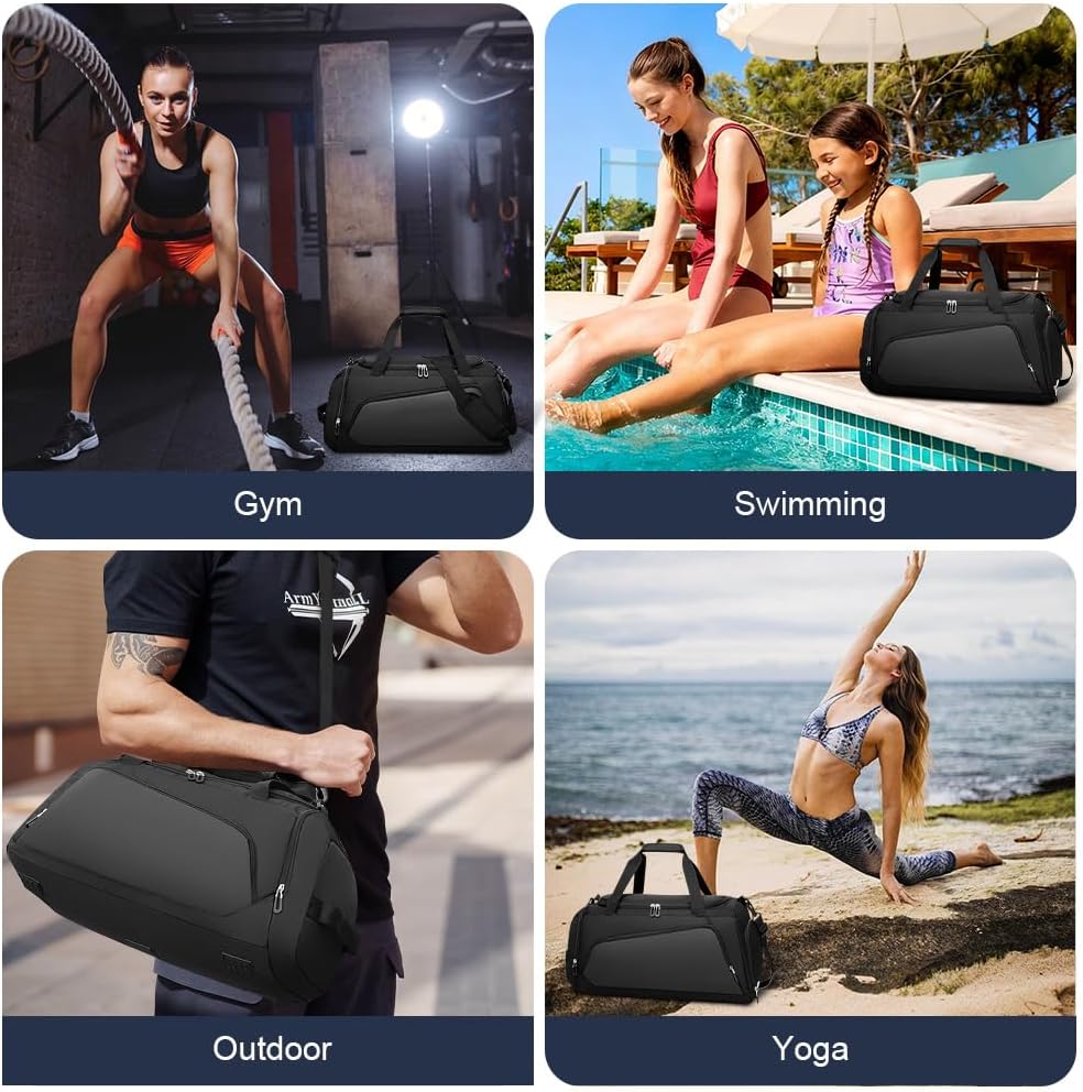 Sporttasche Reisetasche, Sport Duffel Bag mit Schuhfach, Nassfach, wasserdichte Übernachtungstasche,