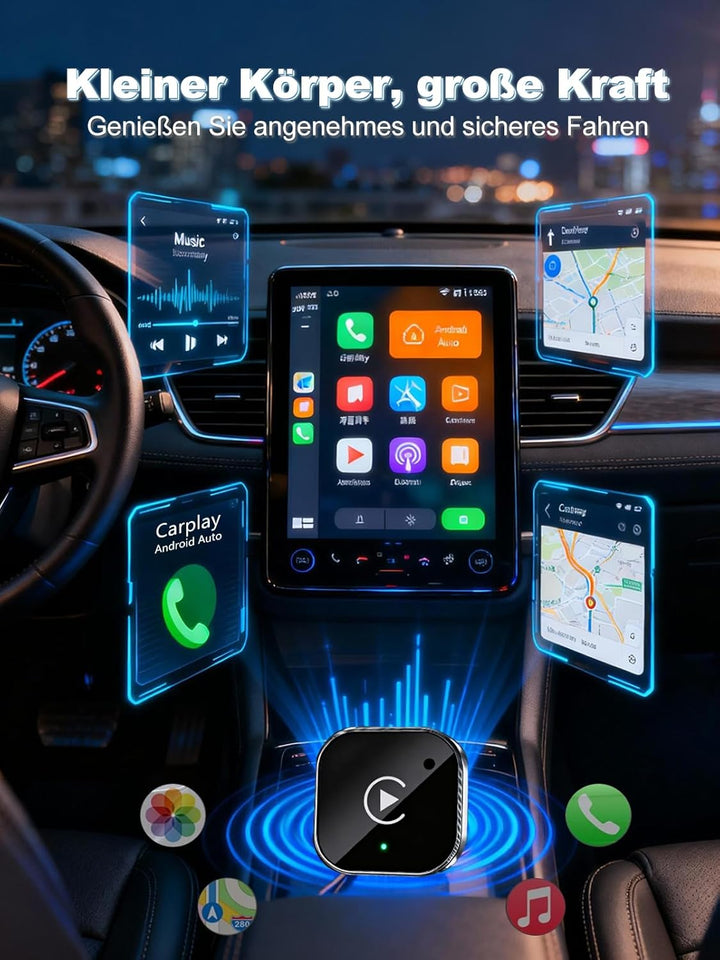 Carplay Wireless Adapter,2025 Upgrade kompakter Carplay Android Auto Dongle für iOS 10+ & Android 11