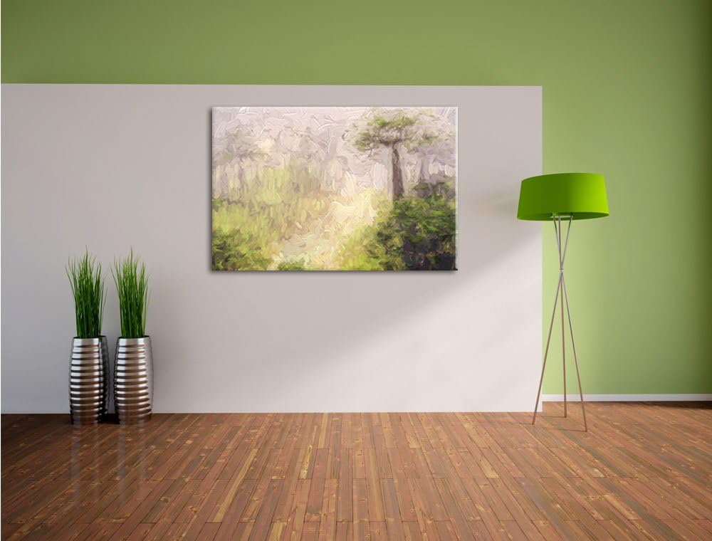 Pixxprint Mysteriöser Wald im Nebel als Leinwandbild/Grösse: 100x70 / Wandbild/Kunstdruck/fertig bes