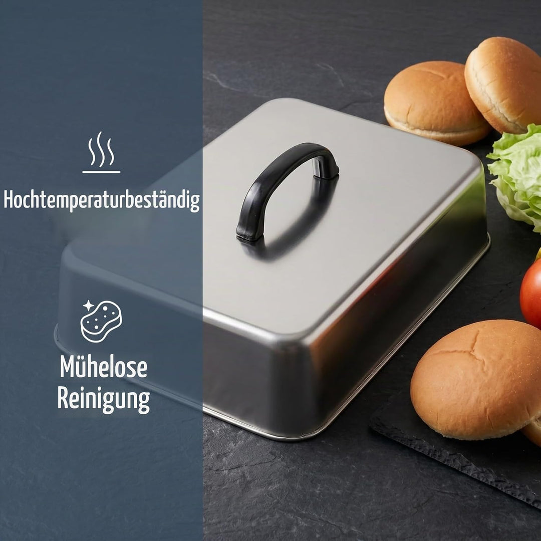 Rechteckige Grillglocke aus Edelstahl Hitzebeständige Garhaube für Grill und Teppanyaki Vielseitige