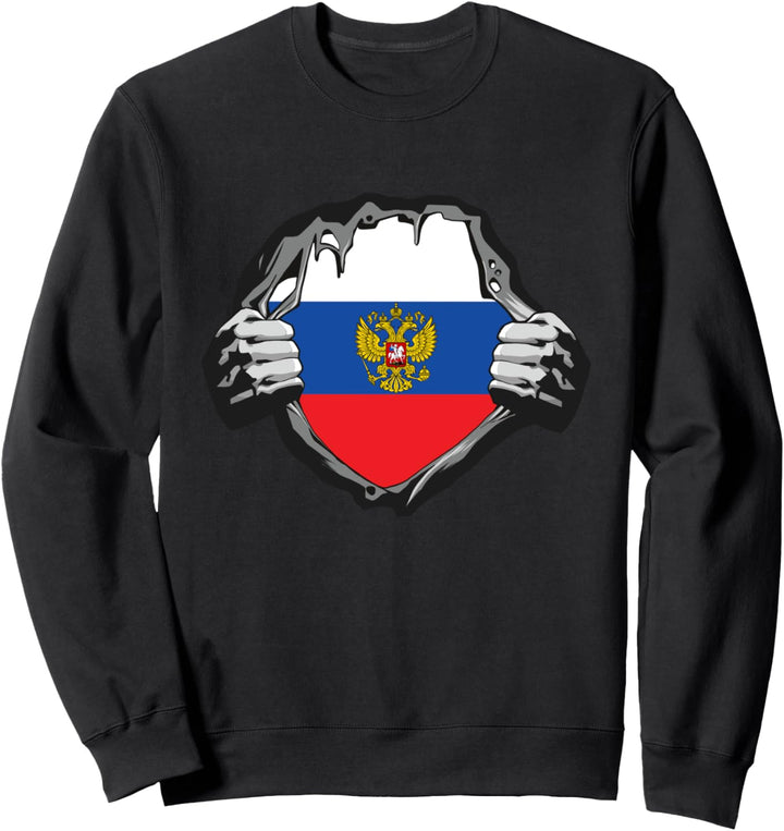 Superheld Kostüm Russland Flagge Adler Wappen UdSSR Russia Sweatshirt