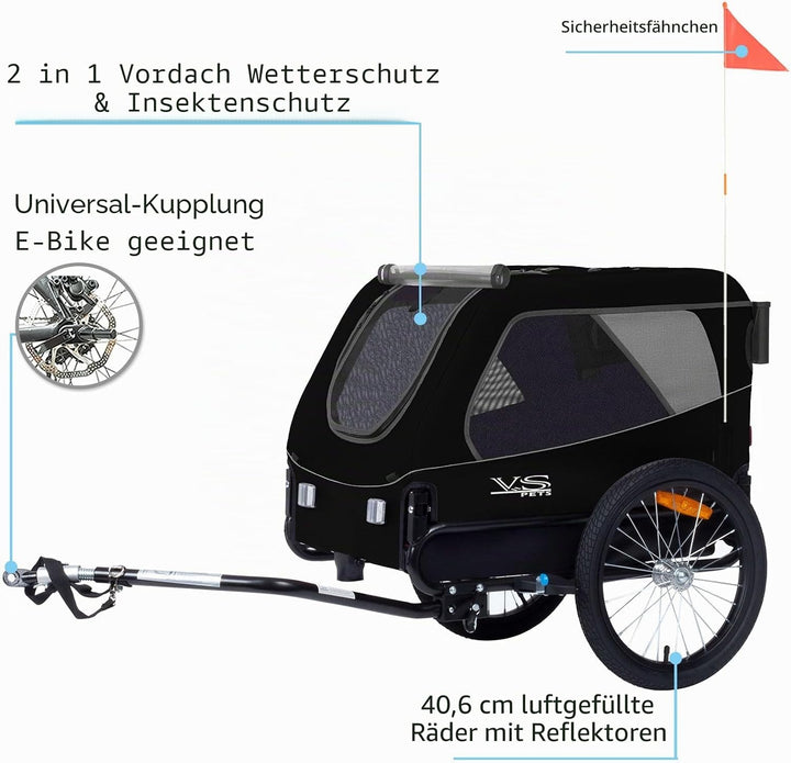 Tiggo VS Medium Hundeanhänger & Buggy 2in1 Fahrradanhänger Hundebuggy Jogger für Hunden bis 23kg Sch