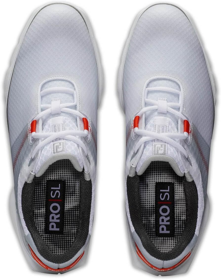 FootJoy Herren Pro|sl Sport Golfschuh 40 EU Weit Weiss Grau Orange, 40 EU Weit Wei&#xDF; Grau Orange