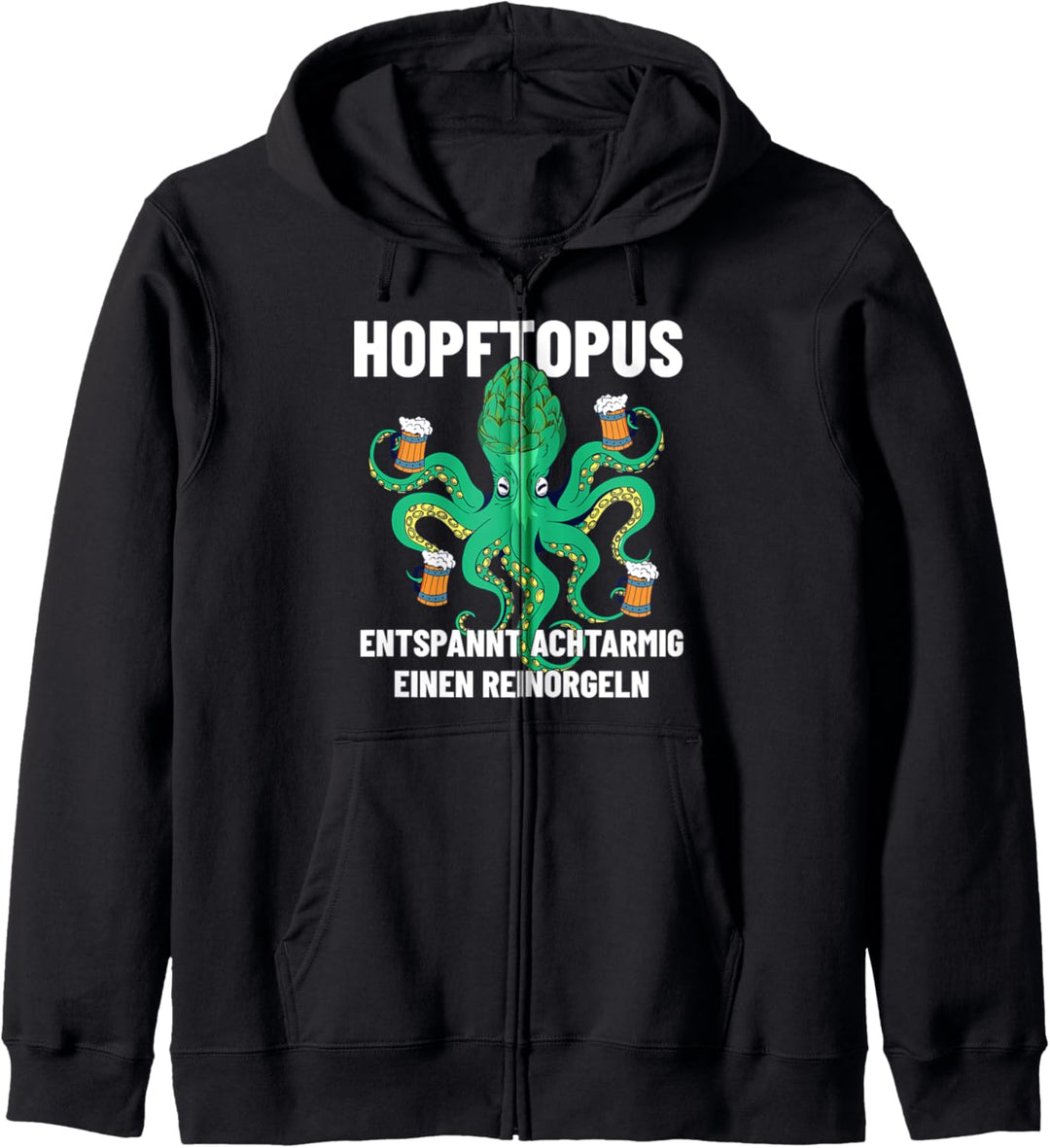 Hopftopus - Entspannt Achtarmig Reinorgeln Bier Party Saufen Kapuzenjacke