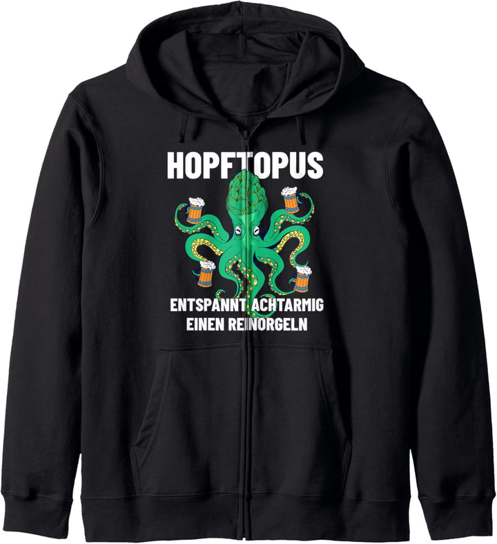 Hopftopus - Entspannt Achtarmig Reinorgeln Bier Party Saufen Kapuzenjacke