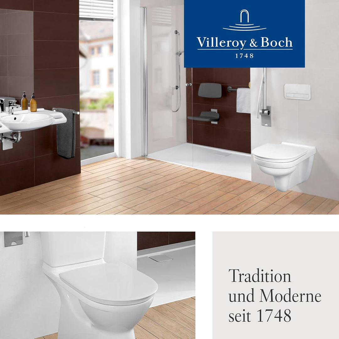 Villeroy & Boch ViCare WC-Sitz barrierefrei - Toilettendeckel Weiss Alpin aus Duroplast - Toilettens