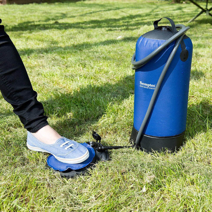 Semptec Urban Survival Technology Solardusche: Tragbare Druck-Campingdusche mit Fusspumpe, 11 Liter