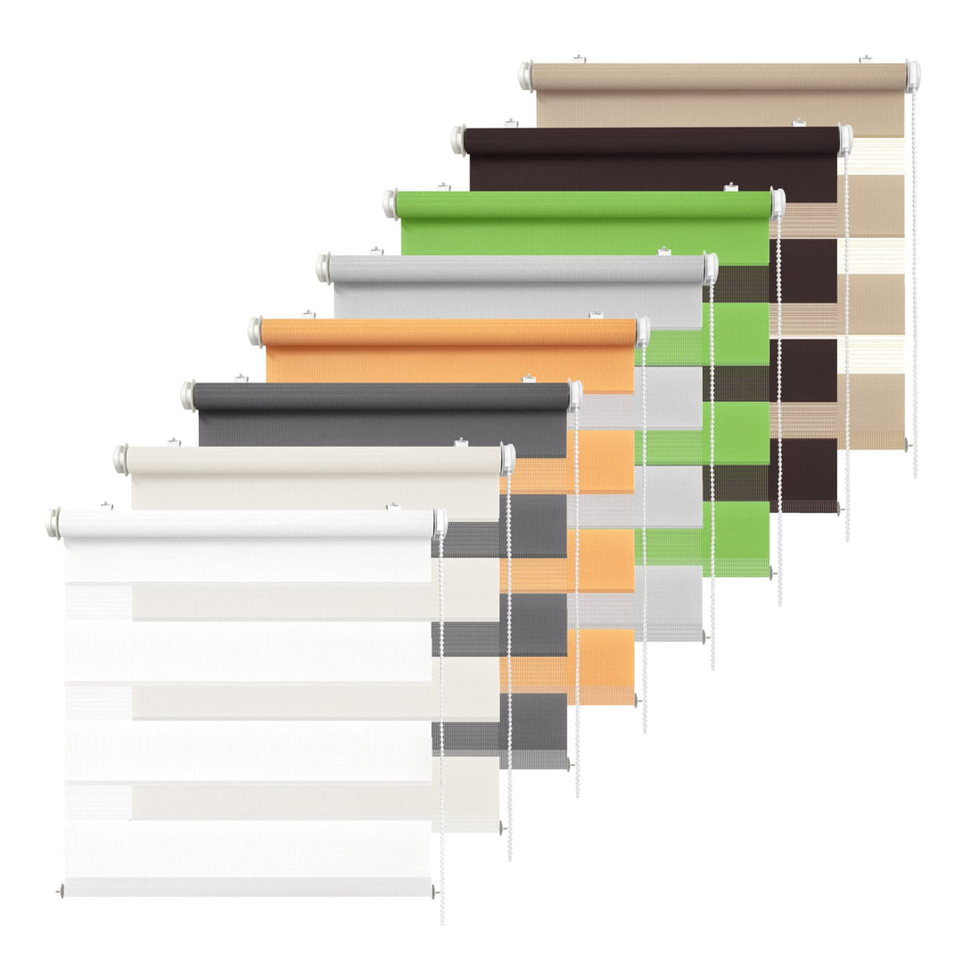 Rikmani Doppelrollo Fensterrollo ARD Duo-Rollo Klemmfixierung Zebrarollo Seitenzugrollo ohne Bohren,