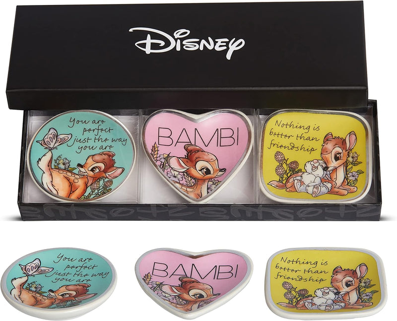 Disney Bambi Trinket Tray Gift Set, 3 Piece Jewelry Dish Ring Holder