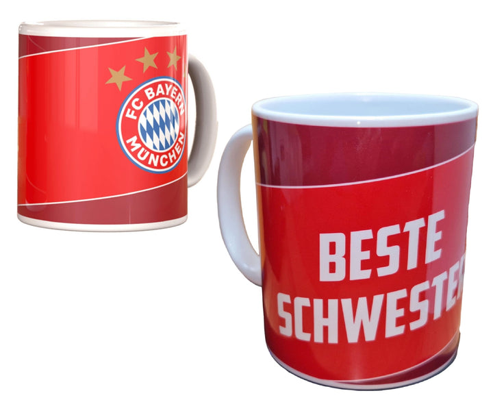 FC Bayern München Tasse Sprüchetasse, Cup, Mug, Kaffeetasse, Tasse, Kaffeebecher (Beste Schwester)