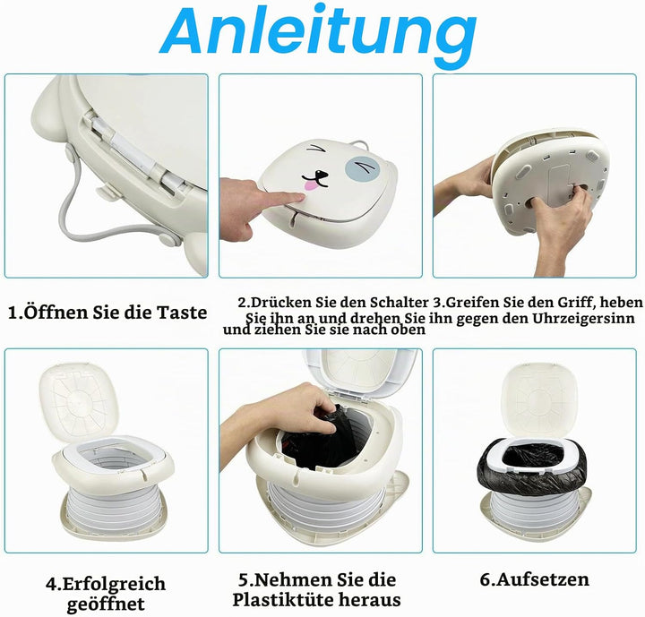 Chiluxendo Reisetoilette Kinder mit Ersatztaschen, Reisetöpfchen Faltbar, Kindertoilette für Unterwe