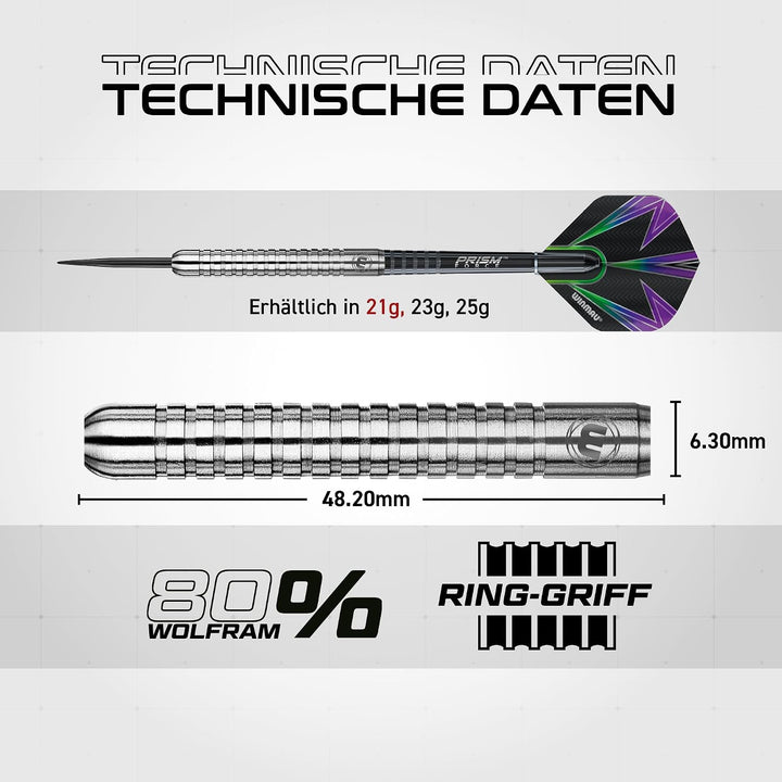 Winmau Foxfire Profi Wolfram Steeltip Dartpfeile Set mit Flights und Schäfte 21g, 21g