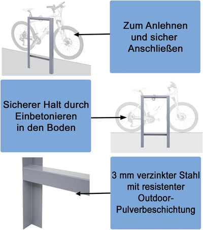 Mendler Fahrradbügel HWC-J74 Fahrradständer Anlehnbügel, verzinkter Karbonstahl Outdoor-pulverbeschi
