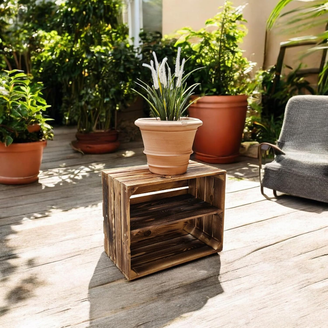 Teramico Geflammte Holzkisten Weinkisten Obstkisten mit Mittelbrett/Zwischenbrett Ablage für Aufbwah