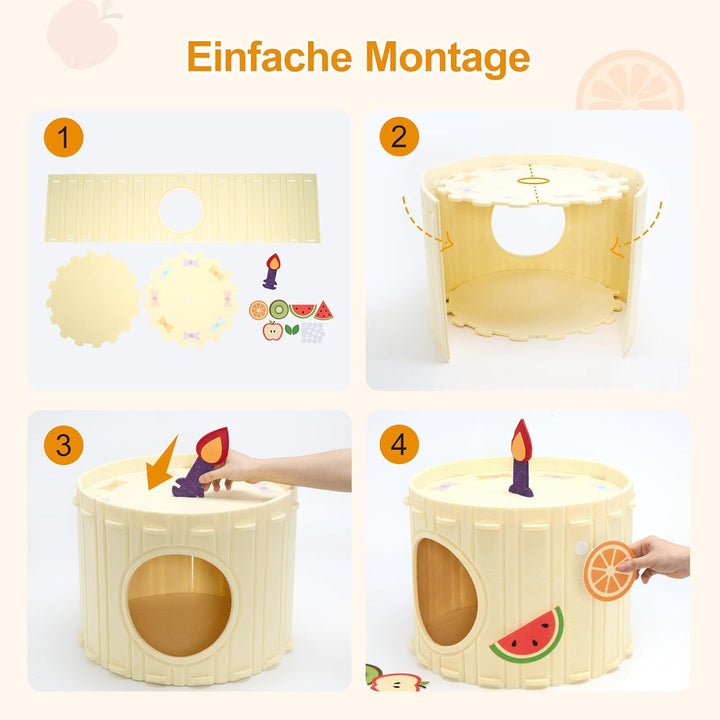 Katzenhöhle Filz, Stabiles Katzenhaus Indoor mit Aufklebern | Katzenbett mit Jingle-Kerze, Kuchen-Ka
