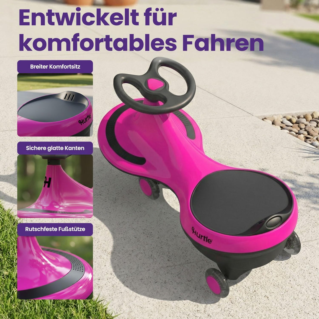Hurtle Rutschauto Wiggle Drift Car für Kinder Rosa Ohne Batterien Twist and Go fördert Motorik Indoo