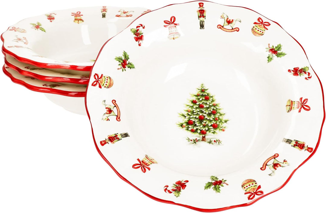 MamboCat Maestro Natale 4er Set Suppenteller I 350ml I Tiefe italienische Keramik-Teller für 4 Perso
