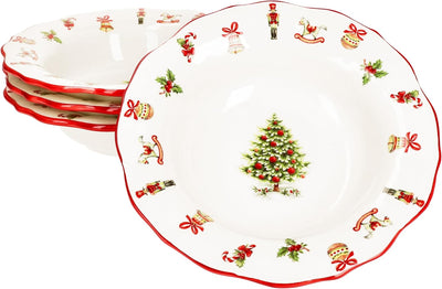 MamboCat Maestro Natale 4er Set Suppenteller I 350ml I Tiefe italienische Keramik-Teller für 4 Perso