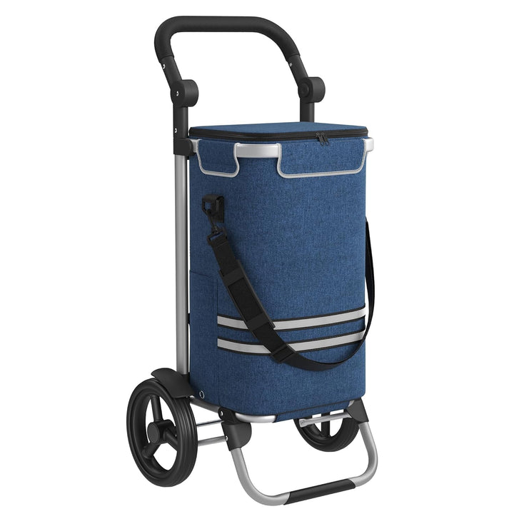 SONGMICS Einkaufstrolley, klappbar, Stabiler Einkaufswagen, mit Kühlfach, grosse Kapazität 35 L, mul