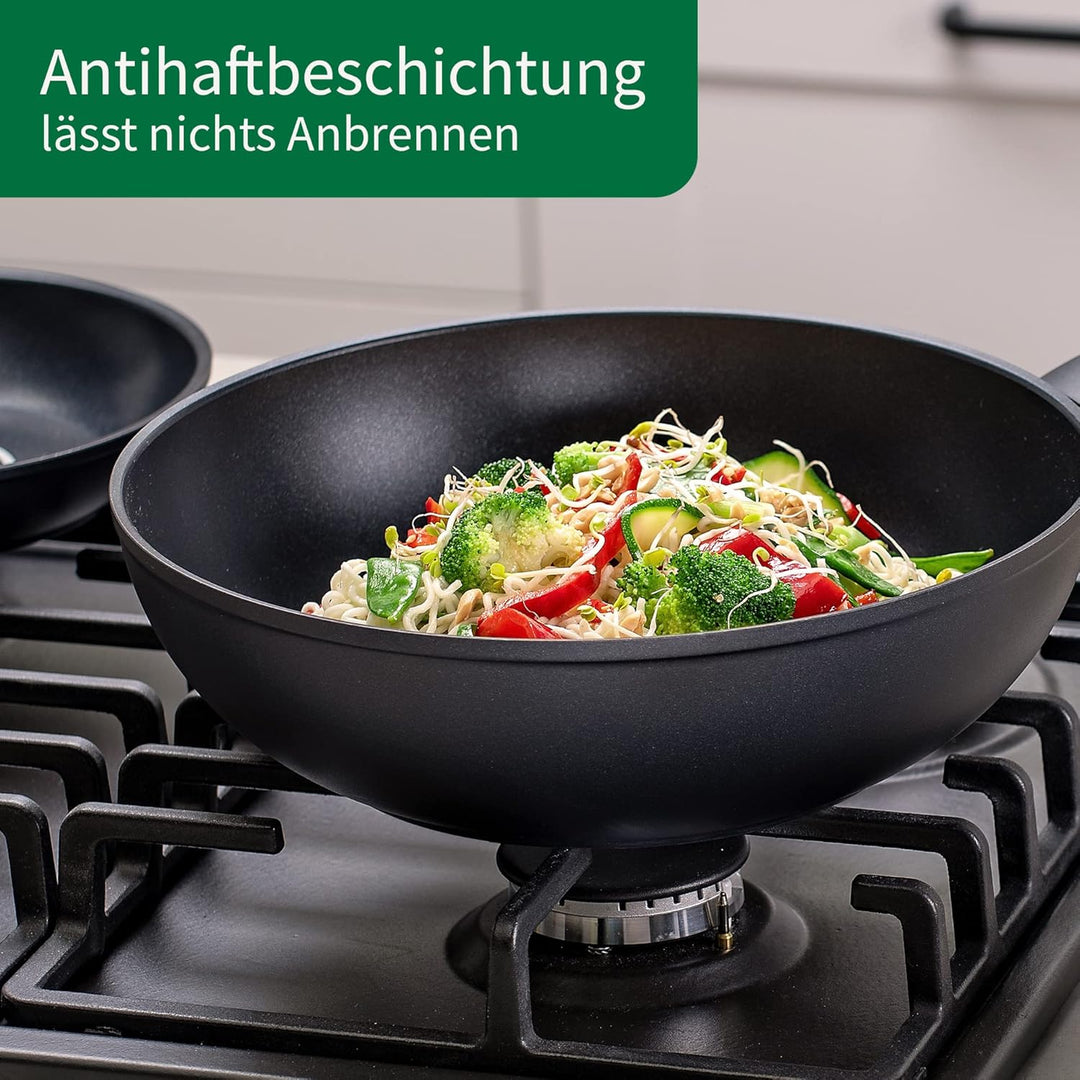 FACKELMANN Chefkoch Wokpfanne Ø28 cm Hamburg mit Antihaft-Beschichtung – Wok aus Aluminium: Extra le