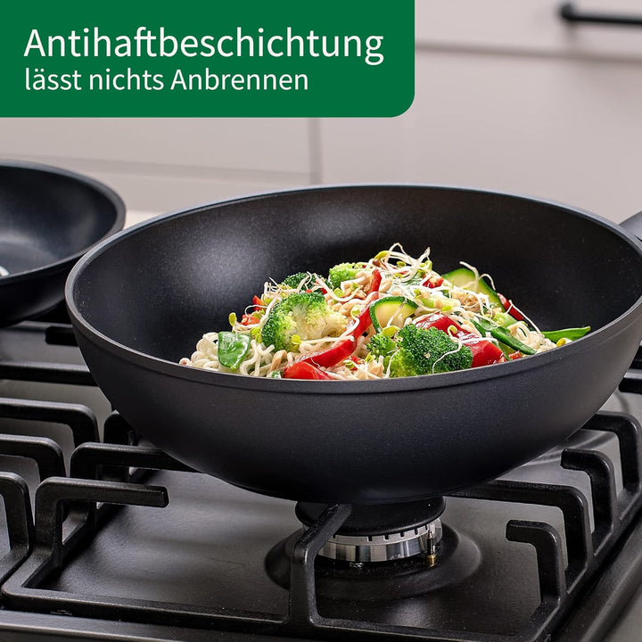 FACKELMANN Chefkoch Wokpfanne Ø28 cm Hamburg mit Antihaft-Beschichtung – Wok aus Aluminium: Extra le