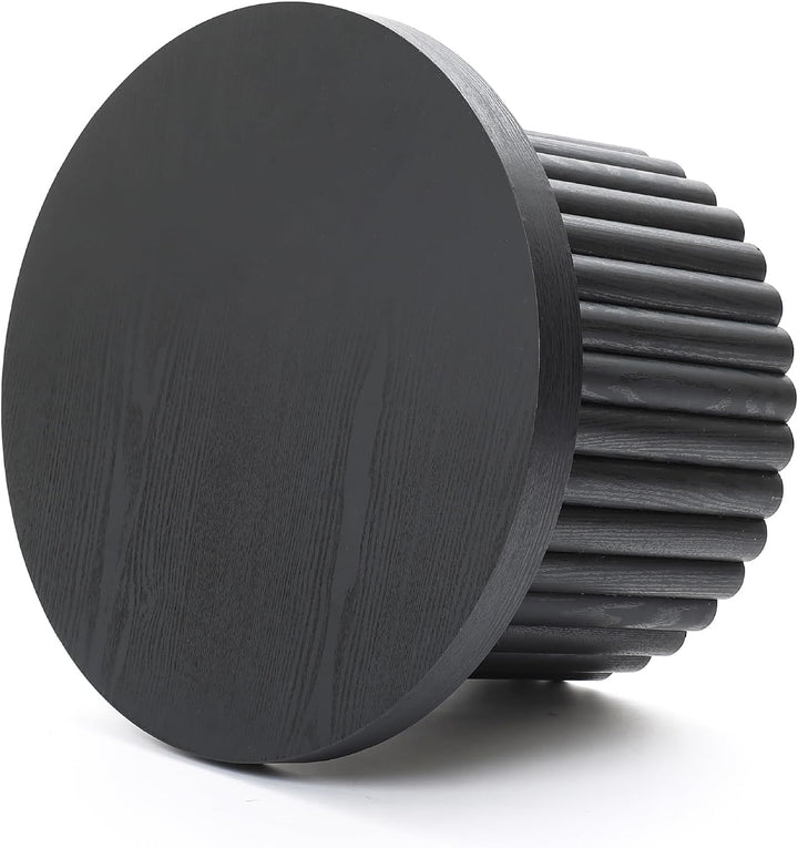 Couchtisch rund, Moderner Wohnzimmertisch in Holz, Kaffeetisch für Wohnzimmer (Schwarzer, Ø60 cm X H