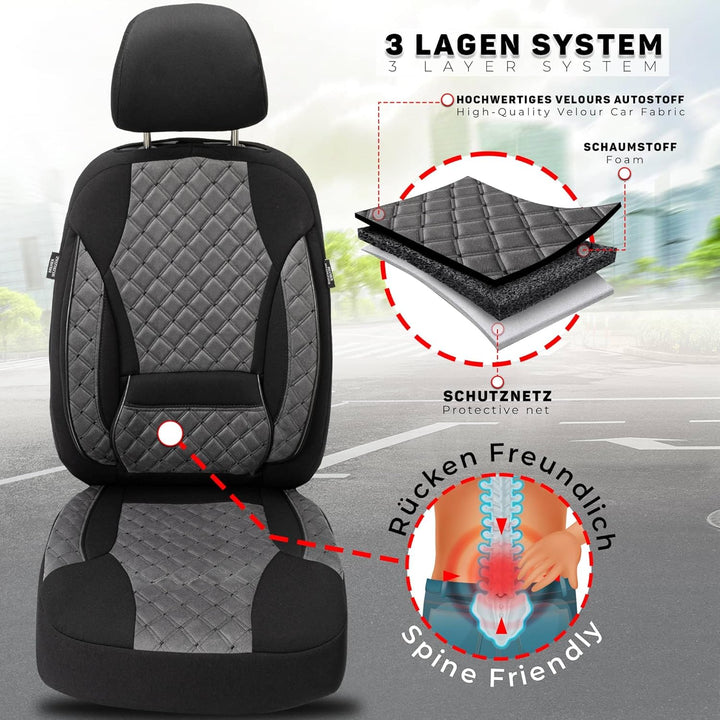 BREMER SITZBEZÜGE Mass Sitzbezüge Schonbezüge für Mercedes GLK X204 TK609 TK609 - Dunkelgrau / Schwa