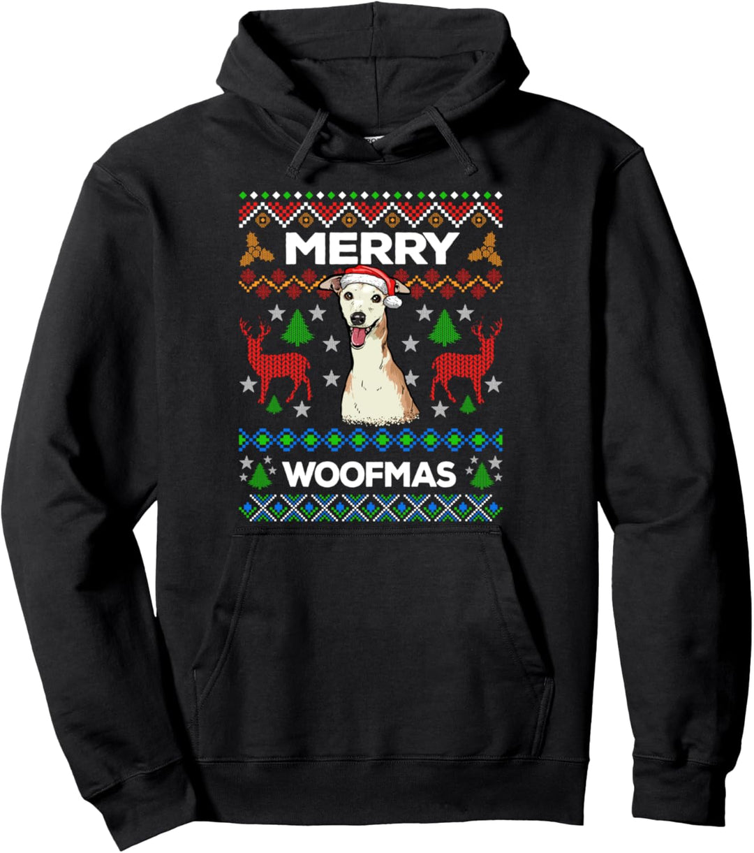 Merry Woofmas Ugly Sweater Weihnachten Windhund Hunde Pullover Hoodie