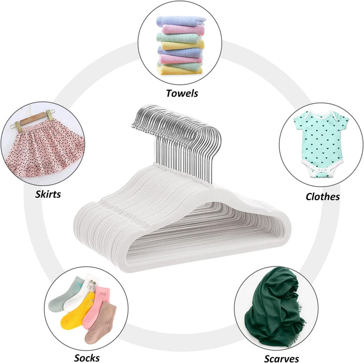 MangoKit 30 Stück Anti-Rutsch-Kinder-Kleiderbügel aus Samt, Ultra-schlanke, platzsparende Baby-Kleid